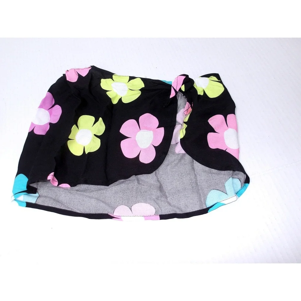 Jessica Simpson Swimsuit Black Smocked Tie Straps & Skirt Cover‎ Up 2T/#26107